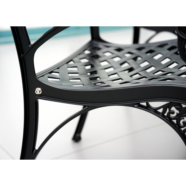 Rund matgrupp i aluminium f�r utomhusbruk | �130 cm | 6 stolar | Svart