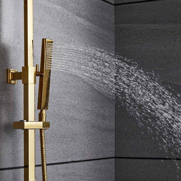 Komplett takduschset med handdusch | Mässing Komplett takduschset med handdusch | Mässing