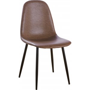 Matstol | Vintagebrunt PU-l�der, ergonomisk sits & svarta metallben | Carisma 2-pack