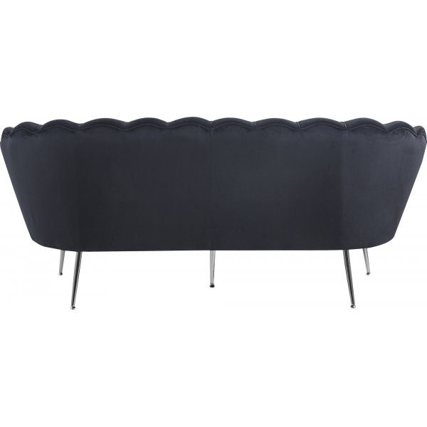 Kingsley 3-sits soffa � Svart sammet med kromben | Modern lyx & h�g komfort