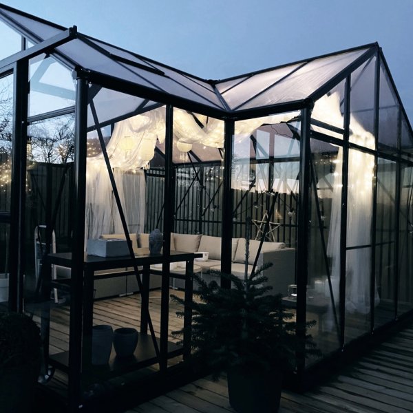 T-format glasvxthus 12,8m | 4mm skerhetsglas | 5 rs stormgaranti