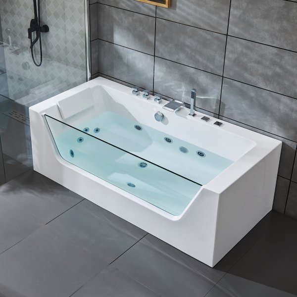 Bubbelbadkar med glasfront & underhållsvärmare 170x80cm | BK-020 Bubbelbadkar med glasfront & underhållsvärmare 170x80cm | BK-020