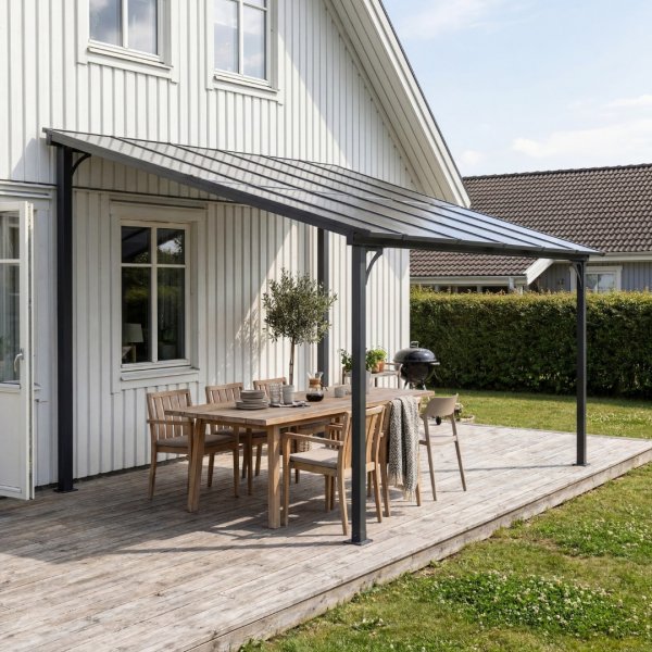 Altantak 4×3 m | Stål och aluminium konstruktion med polykarbonat | Grå Altantak 4×3 m | Stål och aluminium konstruktion med polykarbonat | Grå