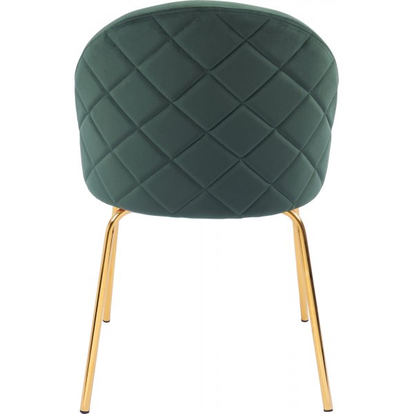 Matstolar i mörkgrön sammet med diamantmönster och mässingsben, 2-pack | Plaza Velvet Matstolar i mörkgrön sammet med diamantmönster och mässingsben, 2-pack | Plaza Velvet