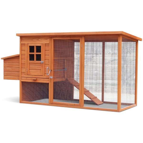 Hönshus med hönsgård | Lättstädat | Färdig byggsats | 2x0,7x1m Hönshus med hönsgård | Lättstädat | Färdig byggsats | 2x0,7x1m