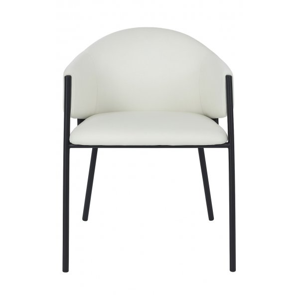 Karmstolar i beige tyg med svarta metallben, 2-pack | Stacey