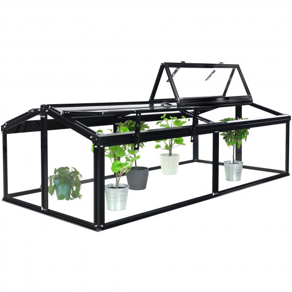 Miniv�xthus 4 �ppningsbara luckor | 4mm s�kerhetsglas | Svart