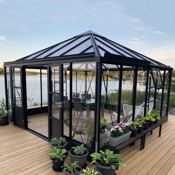 Orangeri och uterum 19,2m | Kvadratiskt premium-vxthus