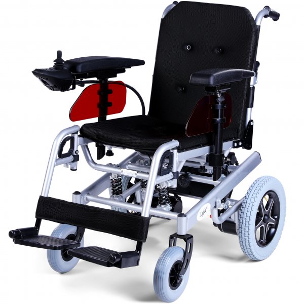 Elrullstol med joystick | Ltt att transportera | Stllbart ryggstd