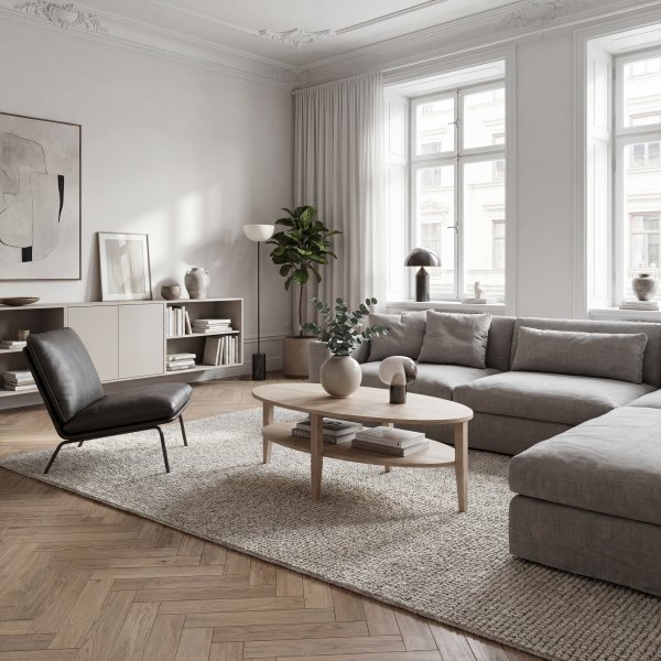 Soffbord 120 cm | Oljad ek, oval design & praktisk hylla | Atlanta