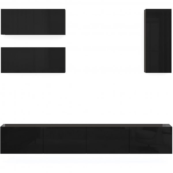 Tv-bnk inkl. hyllor 41x240 cm | Vgghngd | Badachro - Svart