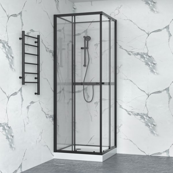 Duschkabin med svart ram | Aluminium och 6mm säkerhetsglas | Sara Duschkabin med svart ram | Aluminium och 6mm säkerhetsglas | Sara