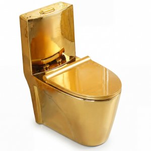 Modern guldtoalett | S-l�s 300 mm | Lyxig WC med sifonisk spolning