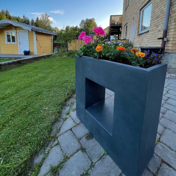 Fiberarmerad kruka i exklusiv design | Granit/svart