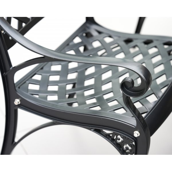 Rund matgrupp i aluminium f�r utomhusbruk | �130 cm | 6 stolar | Svart