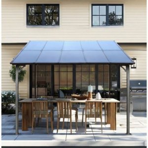 Altantak 3×3 m | Väggmonterat tak i stål/aluminium med polykarbonat | Grå Altantak 3×3 m | Väggmonterat tak i stål/aluminium med polykarbonat | Grå