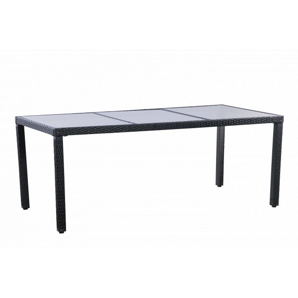 Tr�dg�rdsmatgrupp 8 stolar � Svart bord med glasskiva | Lysekil