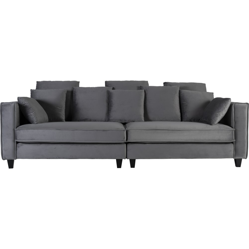 Soffa 3-sits | Kallskum, avtagbar klädsel & sammetsliknande tyg | Brandy Mörkgrå
