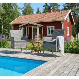 2-pack Matstol i konstrotting | Grå | Dynor ingår 2-pack Matstol i konstrotting | Grå | Dynor ingår