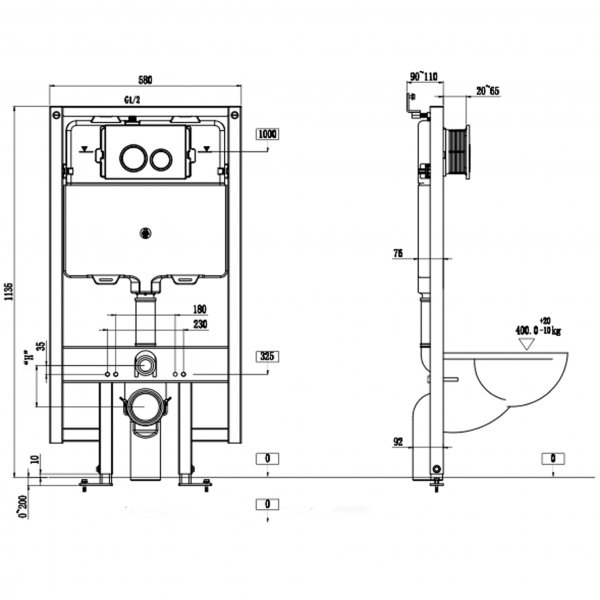 Vägghängd toalett inkl. Dold cistern | Svart | Toalettpaket Vägghängd toalett inkl. Dold cistern | Svart | Toalettpaket