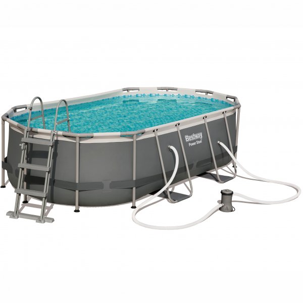 Bestway pool ovan mark 4,3x2,5m - 1m djup | Power Steel Oval (56620) Bestway pool ovan mark 4,3x2,5m - 1m djup | Power Steel Oval (56620)