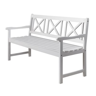 Trädgårdsbänk 3-sits | Vitmålad furu, klassisk design & robust konstruktion | Bohus