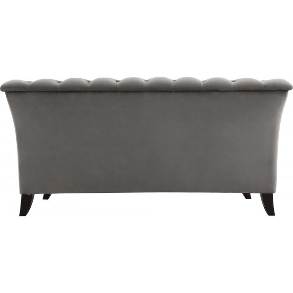 Chesterfieldsoffa Gr� Sammet | Eukalyptustr� & ben i gummitr� | Chesterfield