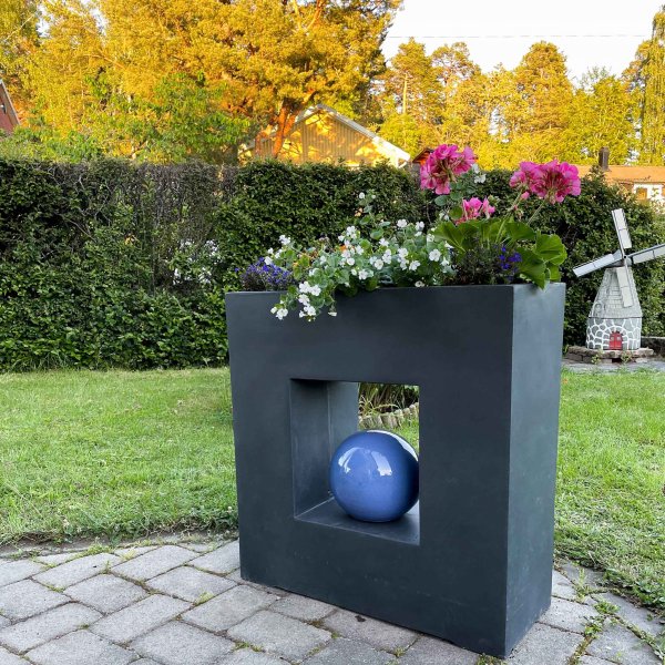 Fiberarmerad kruka i exklusiv design | Granit/svart