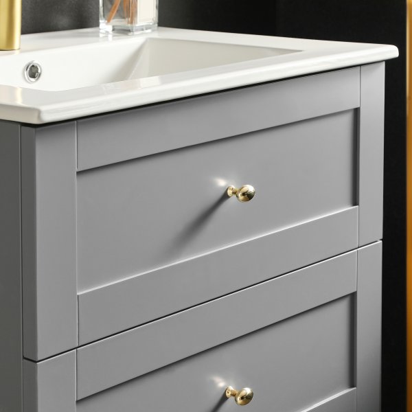 Badrumsmöbel | Kommod & LED-spegel | Velum grå Badrumsmöbel | Kommod & LED-spegel | Velum grå