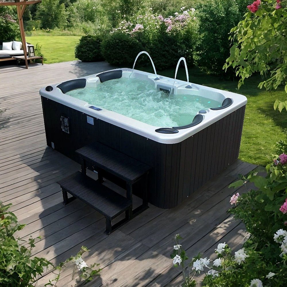 Spabad Relaxio | 4 personer | Lyfco | Vit | 3,2mm Lucite® Akryl i karet. Ram i rostfritt stål
