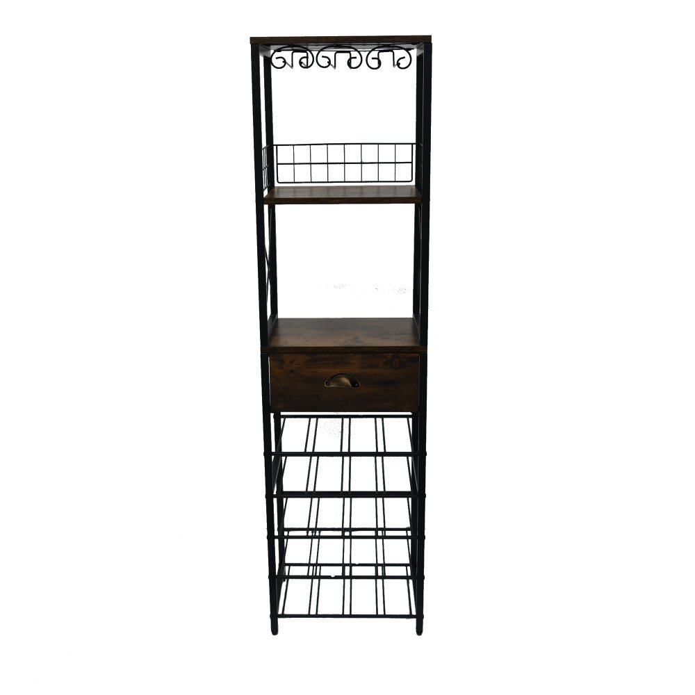 Svart vinställ i metall | 40x30x148 cm | Barskåp