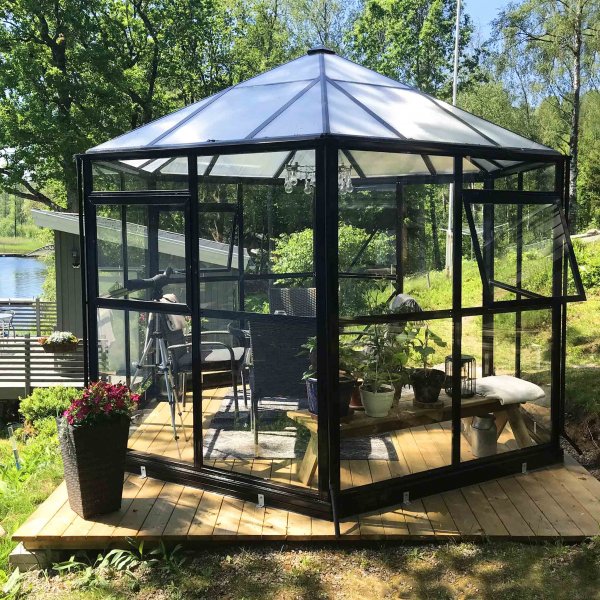 Orangeri och lusthus 7,8m² | Sexkantigt växthus| 4mm säkerhetsglas Orangeri och lusthus 7,8m² | Sexkantigt växthus| 4mm säkerhetsglas