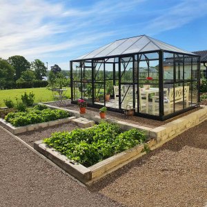 Orangeri 12,9m² | Stort premiumväxthus | 5 års stormgaranti | Svart | Gazebo Orangeri 12,9m² | Stort premiumväxthus | 5 års stormgaranti | Svart | Gazebo