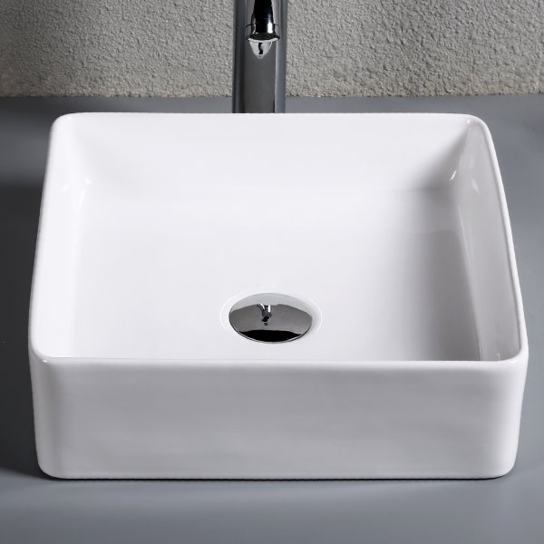 Tvättställ 37cm | Kvadratiskt handfat i porslin | Fristående Tvättställ 37cm | Kvadratiskt handfat i porslin | Fristående