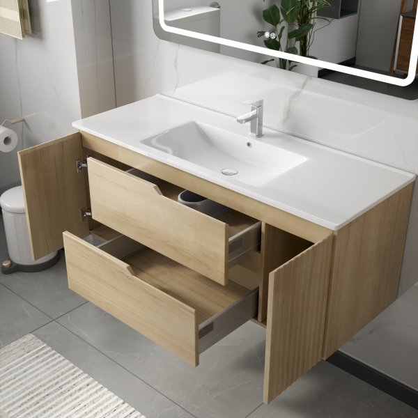 Badrumspaket 120 cm | LED-spegel med anti-fog & dimmer | Milan Badrumspaket 120 cm | LED-spegel med anti-fog & dimmer | Milan