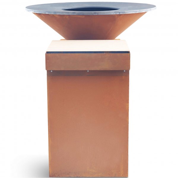 Vedeldad grill i cortenstål med skärbräda | Vemdalen Vedeldad grill i cortenstål med skärbräda | Vemdalen