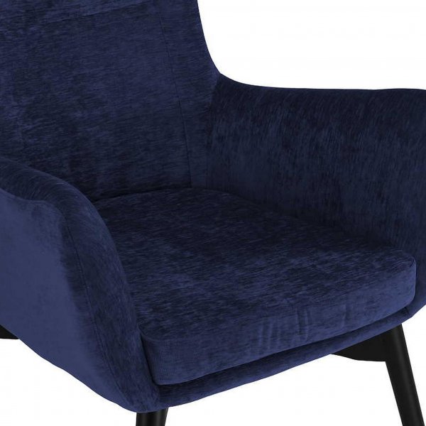 Elegant textilfåtölj med hög rygg | Mörkblå | Kim Elegant textilfåtölj med hög rygg | Mörkblå | Kim