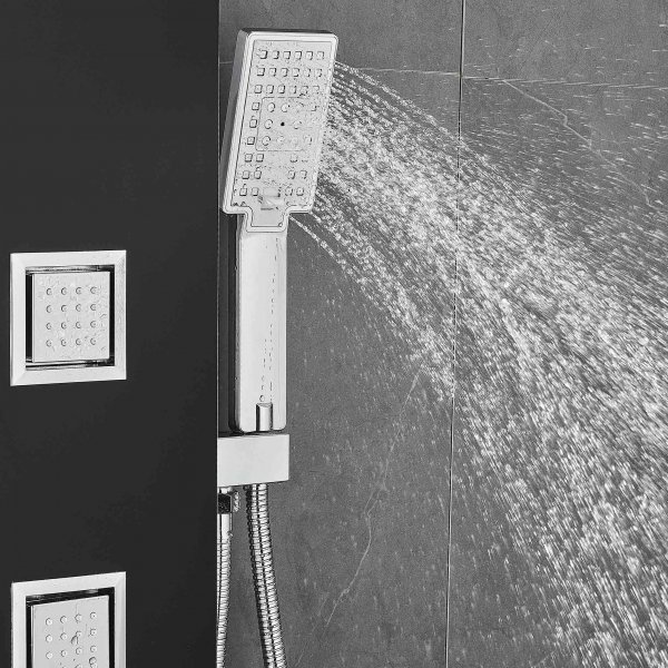 Duschpanel i svartvitt rostfritt stål | Stella Duschpanel i svartvitt rostfritt stål | Stella