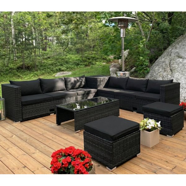 Exklusiv loungegrupp | Inbyggd f�rvaring | Svart konstrotting | Djursvik 2024