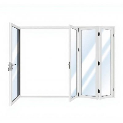 Vikbar altandörr i aluminium 2,74 x 2,0 m | Vit | Dubbelhärdat 5+5 mm glas | Mått: 2,74 x 2,0 meter (108 x 80 )