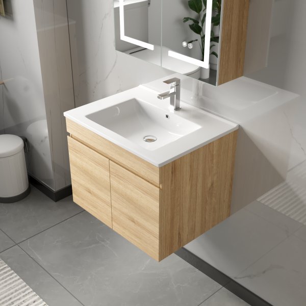 Badrumspaket 60 cm | LED-spegel med skåp | MDF | Nina Badrumspaket 60 cm | LED-spegel med skåp | MDF | Nina