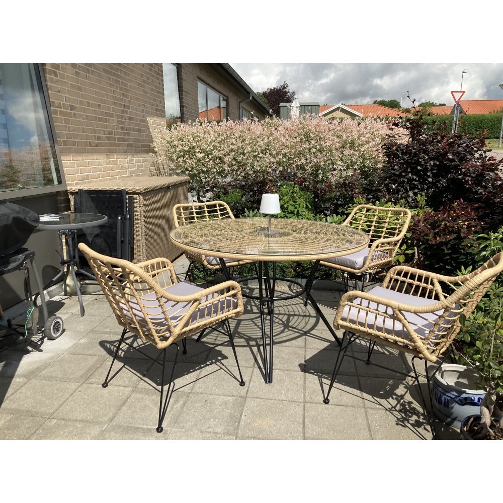 Trädgårdsbord Rund 120 cm | Ljus Konstrotting | Solstund