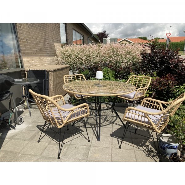 Tr�dg�rdsbord Rund 120 cm | Ljus Konstrotting | Solstund