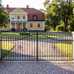 Classical 2 dubbelgrind 4 x 1,5 m � Svart st�l | Uppfartsgrind