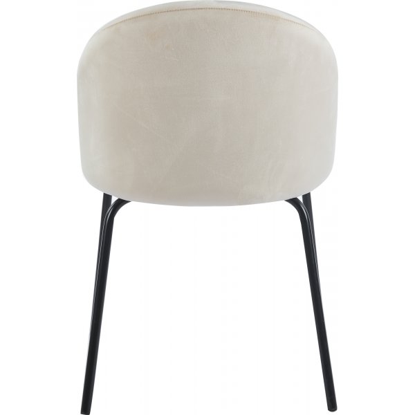 Matstol | Beige sammet, stoppad sits & svarta metallben | Astrid 2-pack