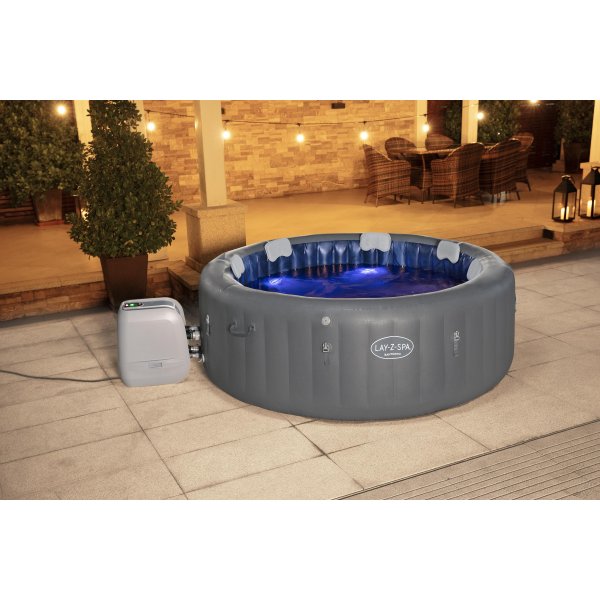 Lay-Z-Spa Santorini Smart HydroJet Pro 7 (216x80 cm) | Uppblsbart spabad fr 7 personer med appstyrning och HydroJet-massage
