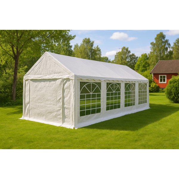Premium partytlt 4x8 m | Galvaniserad stl stllning | Vit