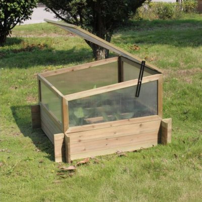 Mini växthuslåda 98×98×62,5 cm | För förodling & odling utomhus | Trä