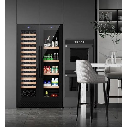 Stor vinkyl för 60 flaskor och 218 burkar | Exklusiv design med dubbla temperaturzoner | 365 L
