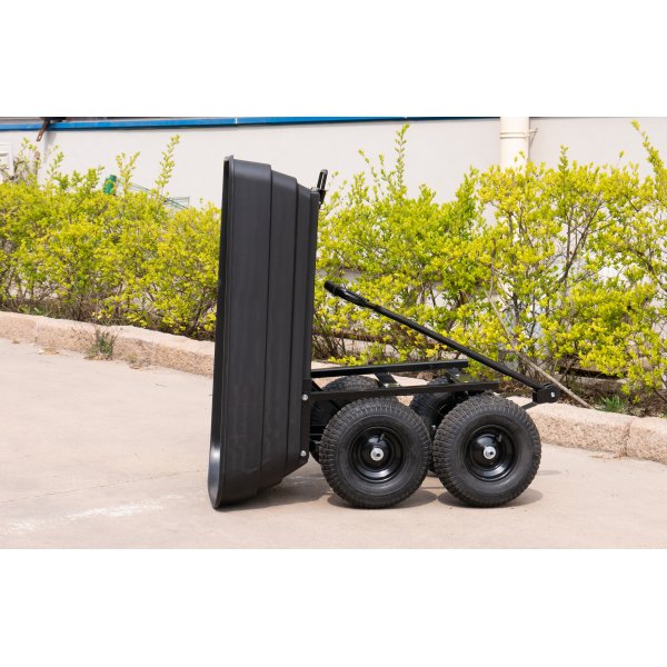 Tippbar trädgårdsvagn 125L | 350kg | Hållbar stålram | Svart Tippbar trädgårdsvagn 125L | 350kg | Hållbar stålram | Svart